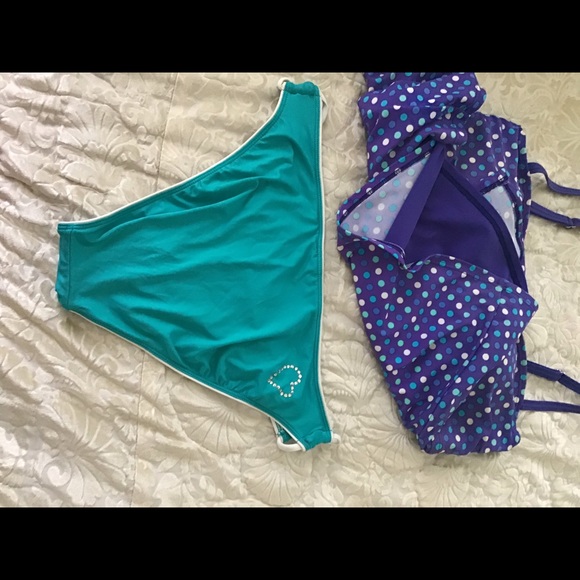 Liz Claiborne tankini top purple blue size 16 bottom turquoise.🌴 - Picture 6 of 8